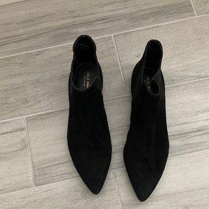 Black suede flat booties. New!